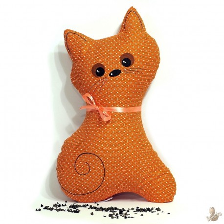 Pohankový polštář kočka oranžový puntík