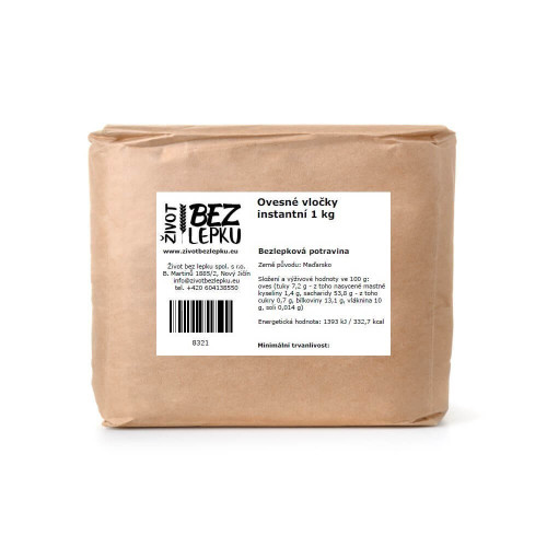 Bezlepkové ovsené vločky instantné 1 kg