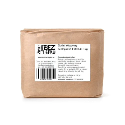 Gutini bezlepkové cestoviny FUSILLI 1 kg