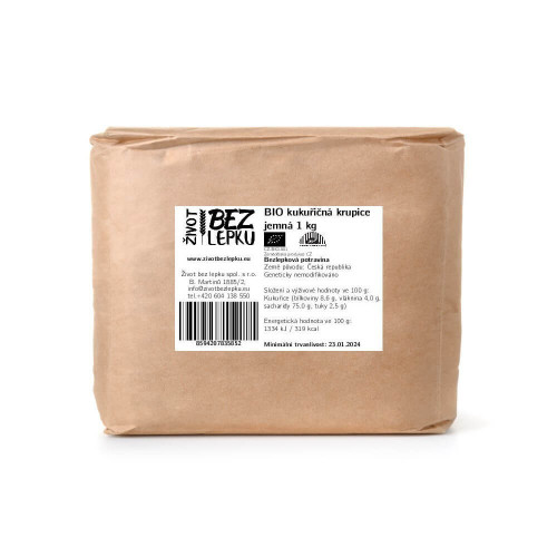Bio kukuřičná krupice jemná 1 kg