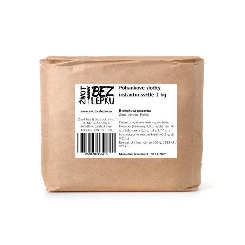 Pohánkové vločky instantné svetlé 1kg